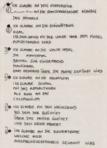 Glaubensbekenntnis, Songtext Erstfassung in Original-Handschrift von Kurt Zein